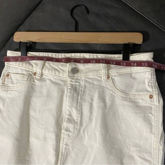 DL1961 Asra Maxi Skirt Ivory Cream Size 27 Front Slit Denim Jean Raw Hem - Picture 7 of 12